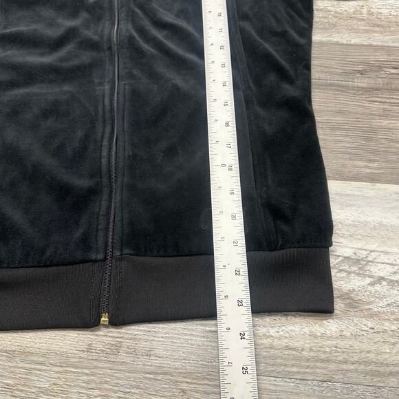 Y2K Juicy Couture Black Womens M Streetwear Full Zip Hooded Velour Track Jacket - Picture 9 of 10